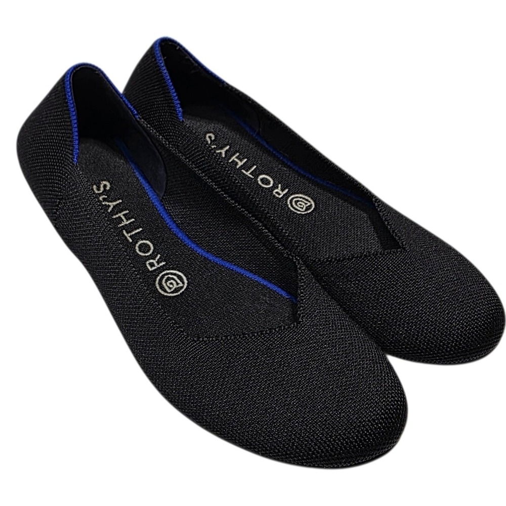 Rothy's The Flat Women Size 8 Black Solid Knit Washable Ballet Round Toe Shoes